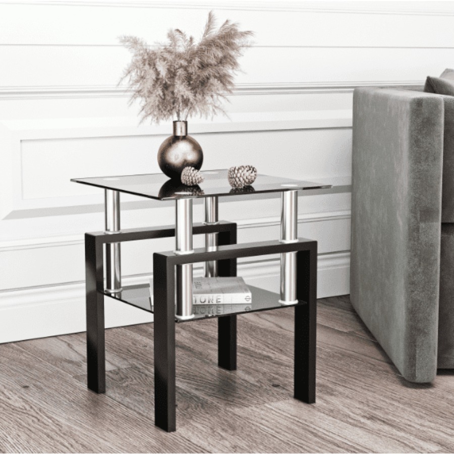 Coffee Tea Room - 1-Piece Modern Tempered Glass Tea Table