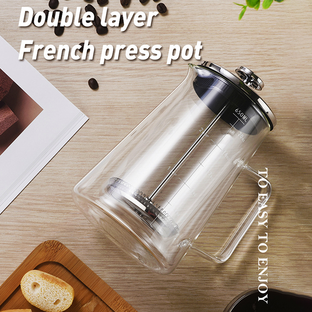 French Press Glass - Double Layers French Press Pot High