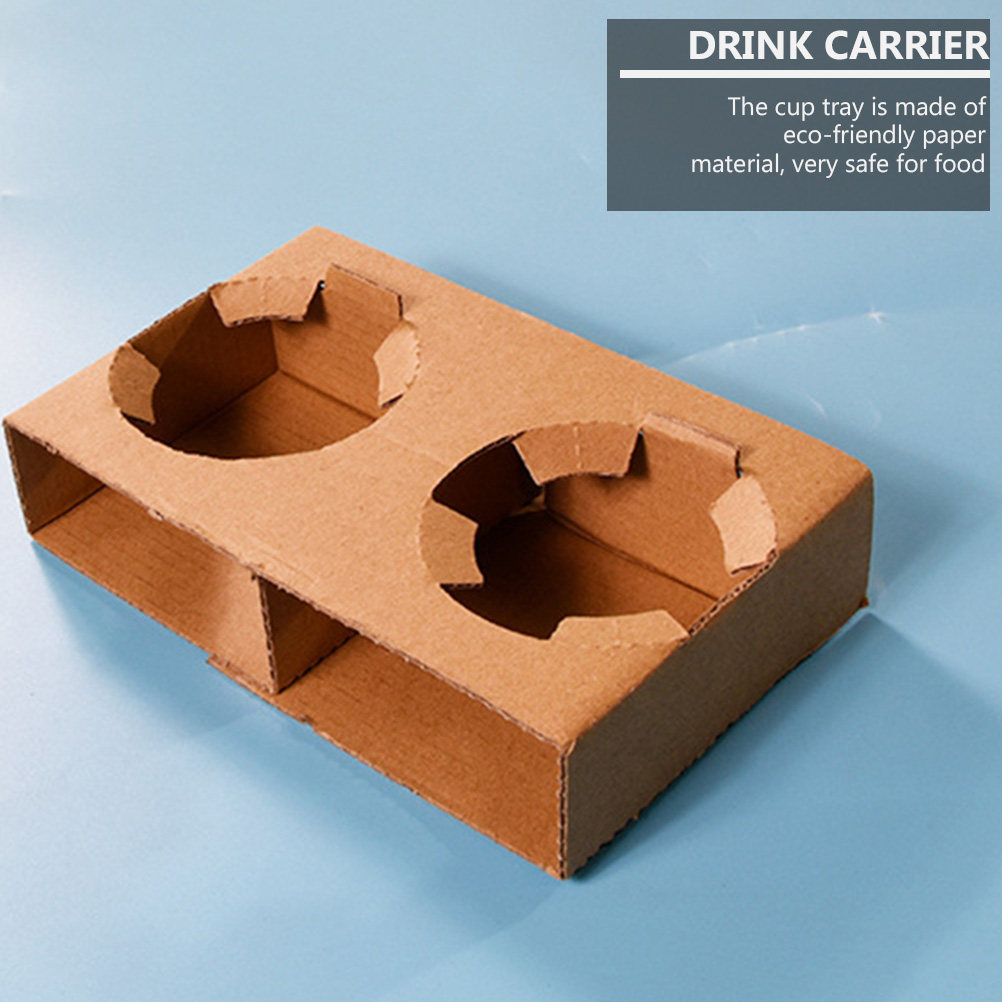 Coffee Tea Cup - 10Pcs Food-Safe Paper Cup Tray Drink