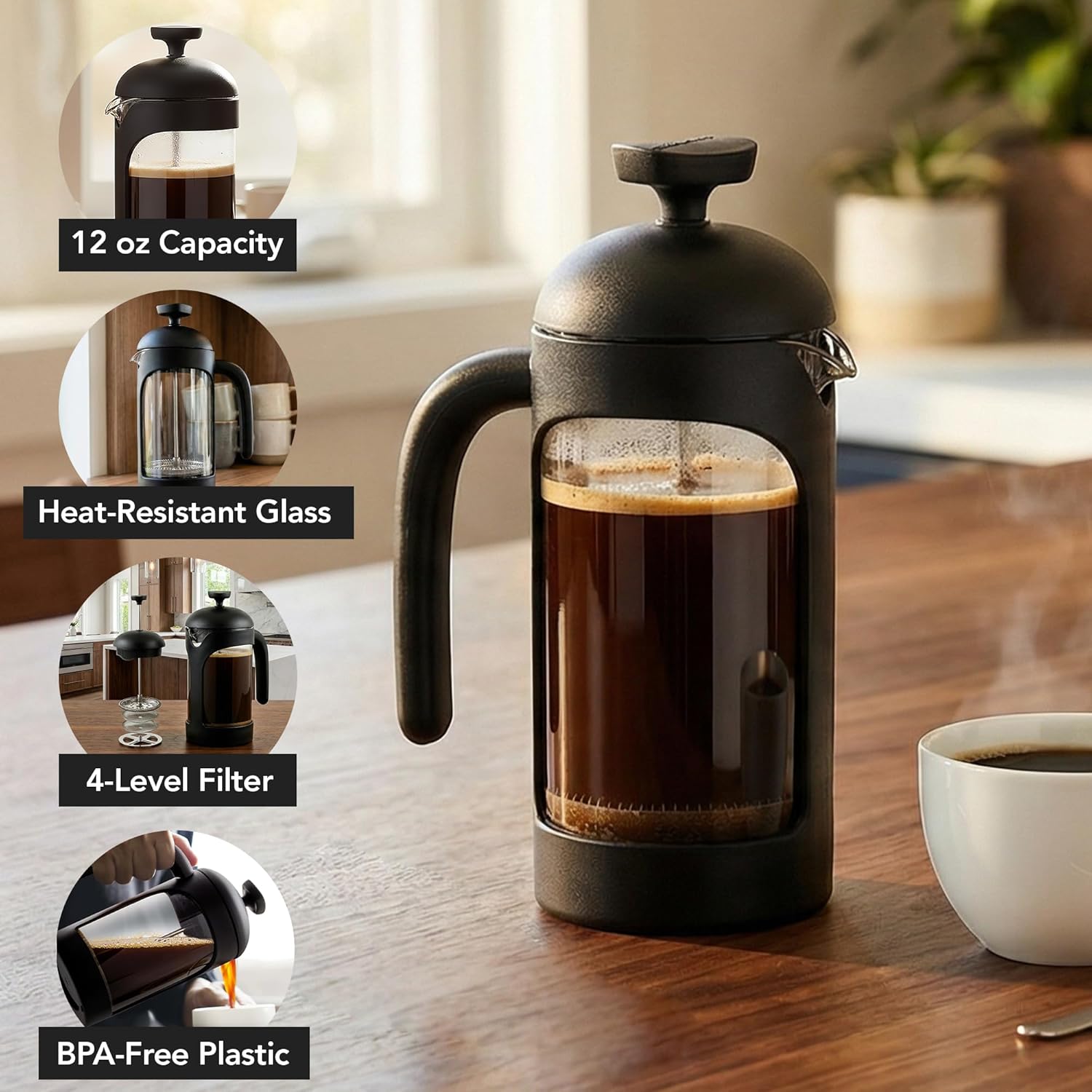 12oz French Press Coffee Maker - مراجعة French Press Glass وسعره