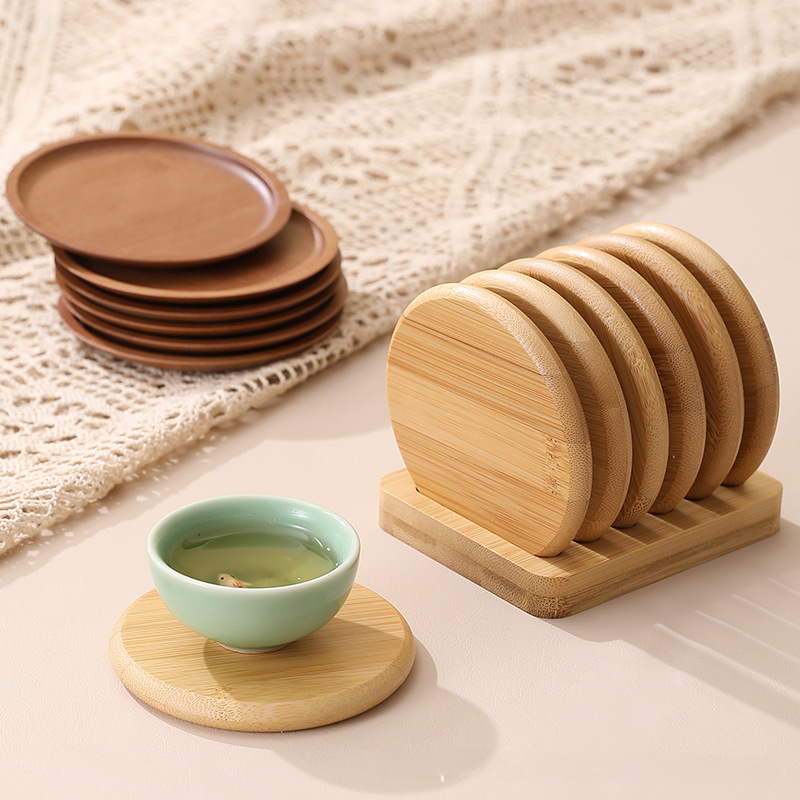 Bamboo Round Coaster Anti-scal - مراجعة Coffee Tea Place وسعره