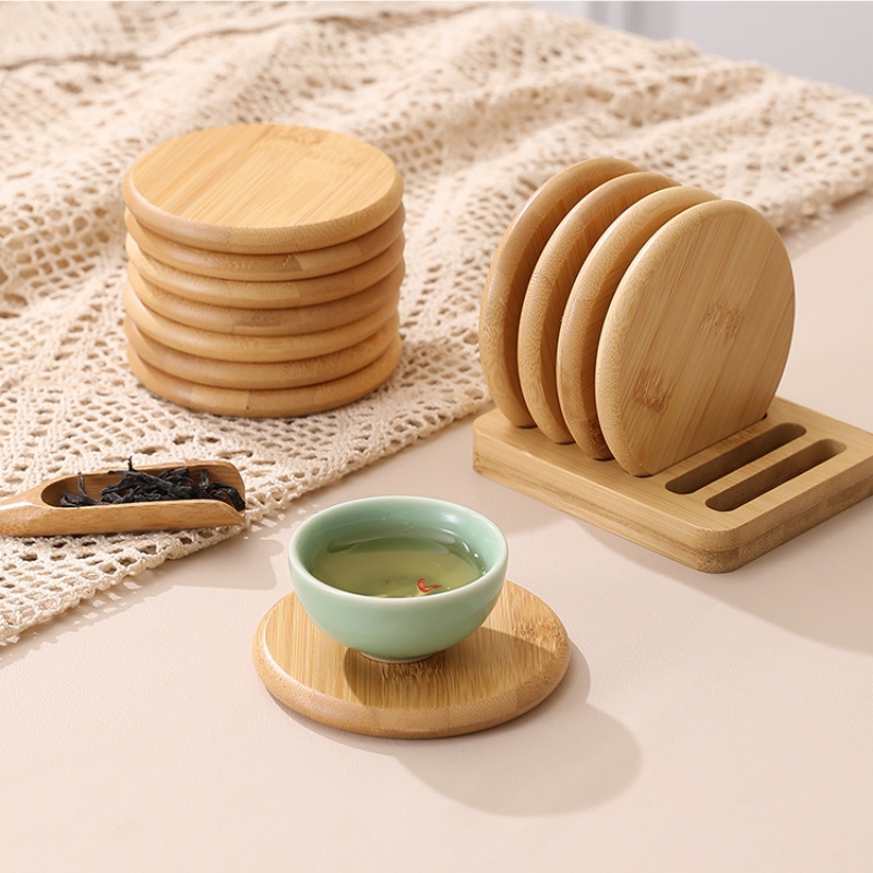 Bamboo Round Coaster Anti-scal - مراجعة Coffee Tea Place وسعره