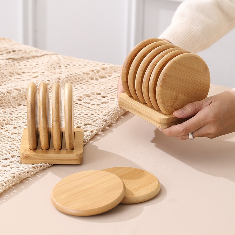 Bamboo Round Coaster Anti-scal - مراجعة Coffee Tea Place وسعره