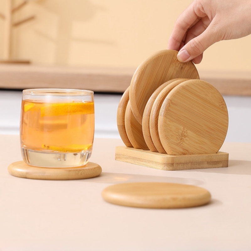 Bamboo Round Coaster Anti-scal - مراجعة Coffee Tea Place وسعره