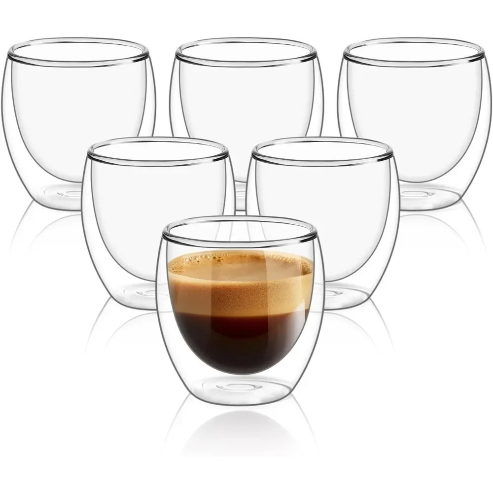 6 pcs Clear Double Wall Glass  - مراجعة Coffee Tea Flask وسعره