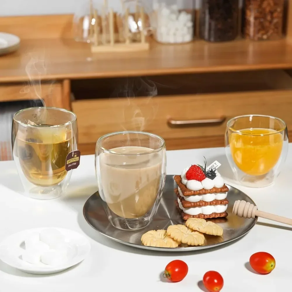 6 pcs Clear Double Wall Glass  - مراجعة Coffee Tea Flask وسعره
