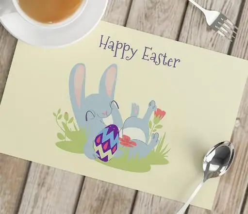 Cartoon Easter Bunny Eggs Prin - مراجعة Coffee Tea Place وسعره