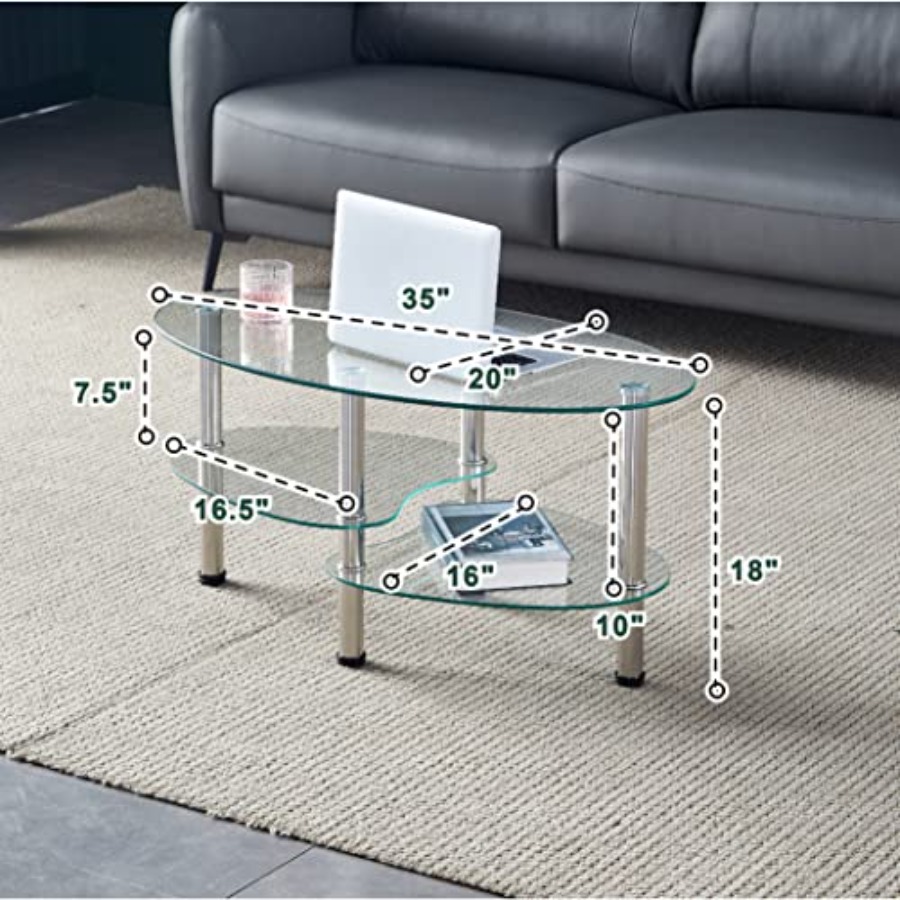 Oval-Shaped Glass Tea Table fo - مراجعة Coffee Tea Room وسعره
