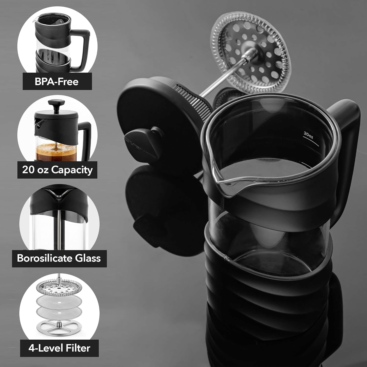 French Press Coffee Maker 20oz - مراجعة French Press Glass وسعره