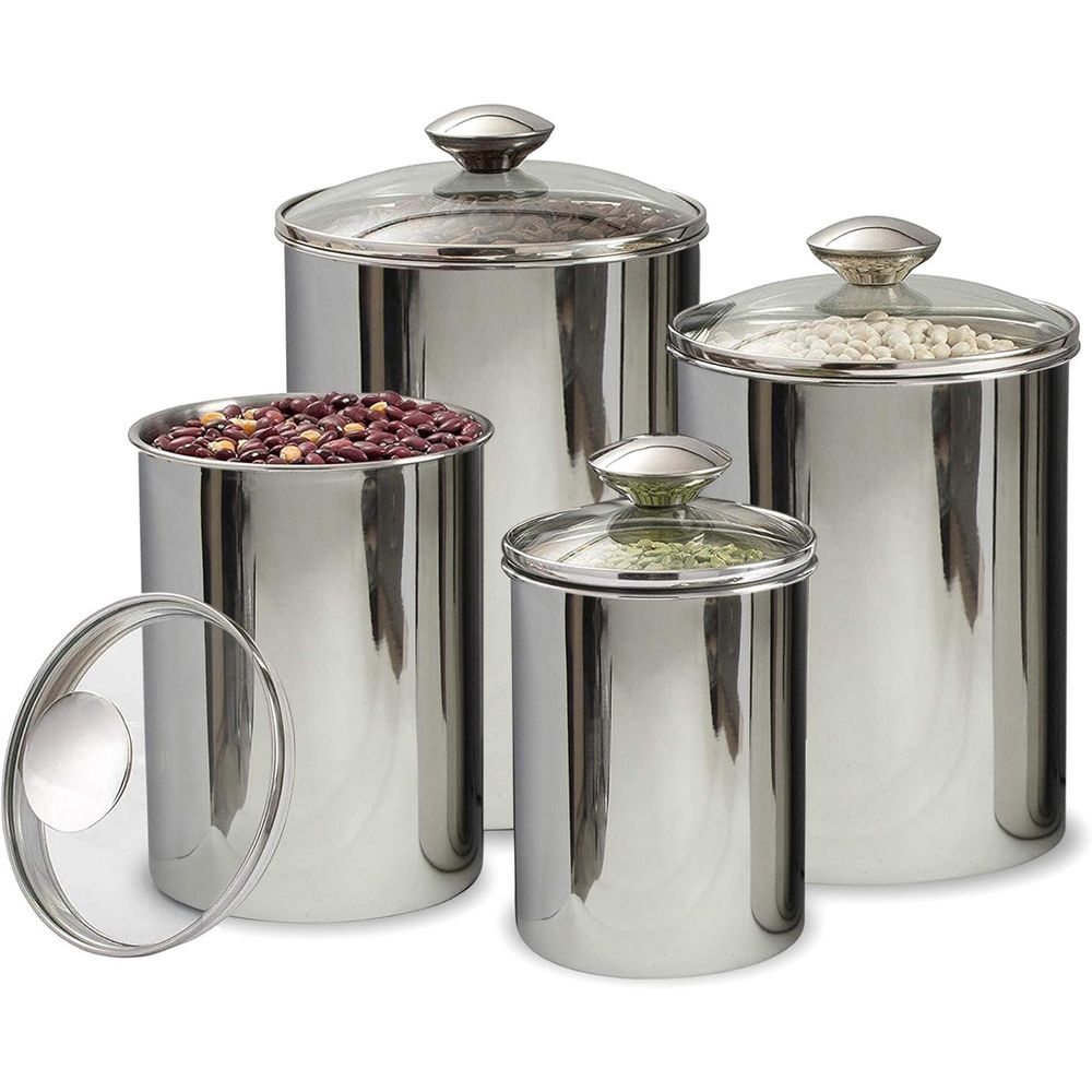 4-Piece Stainless Steel Food S - مراجعة Coffee Tea Containers وسعره
