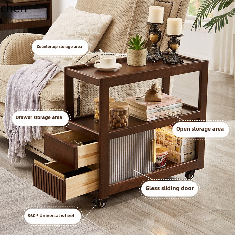 YFY  solid wood wheeled coffee - مراجعة Coffee Tea Room وسعره