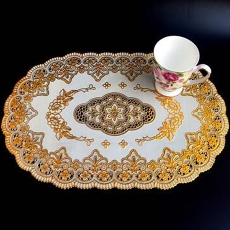 HOT Oval Lace PVC Gold Plastic - مراجعة Coffee Tea Place وسعره