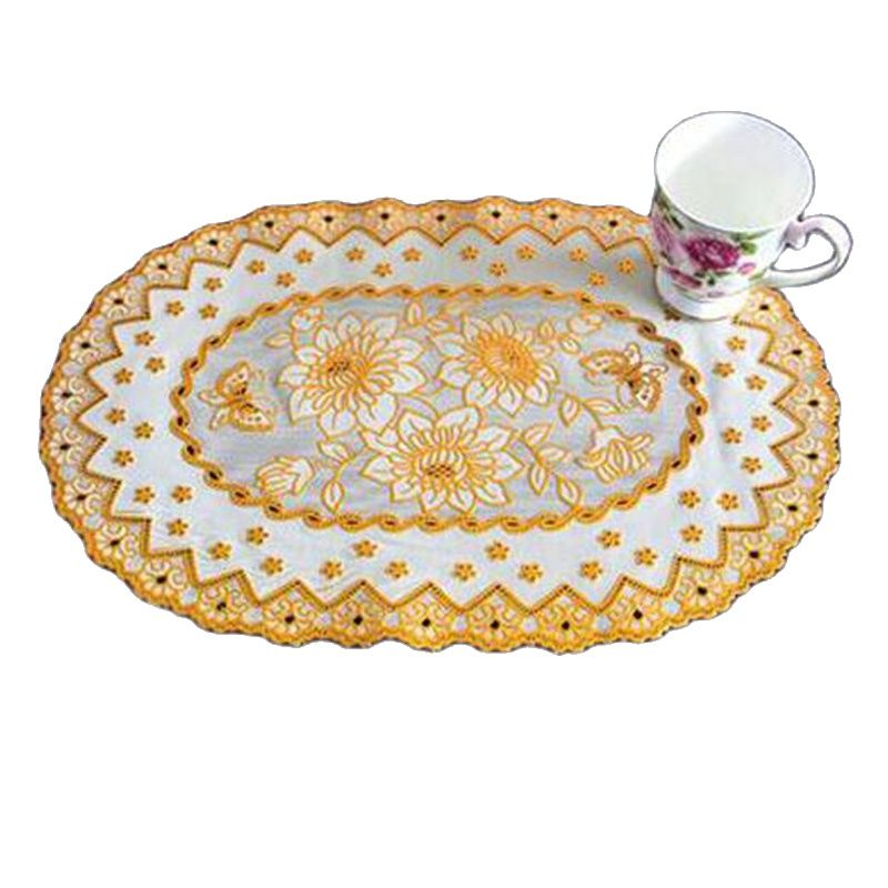 HOT Oval Lace PVC Gold Plastic - مراجعة Coffee Tea Place وسعره