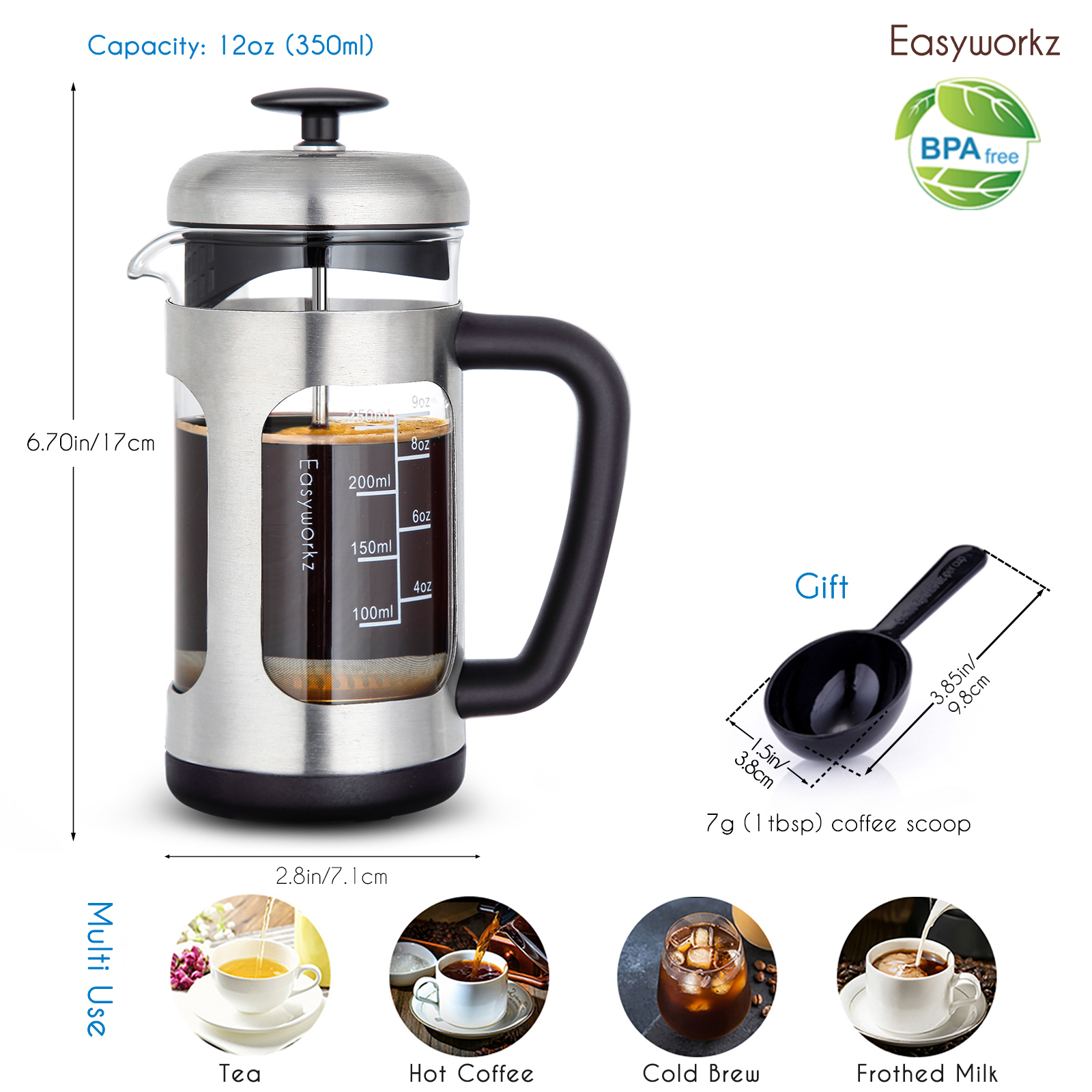 Easyworkz French Press  Coffee - مراجعة French Press Glass وسعره